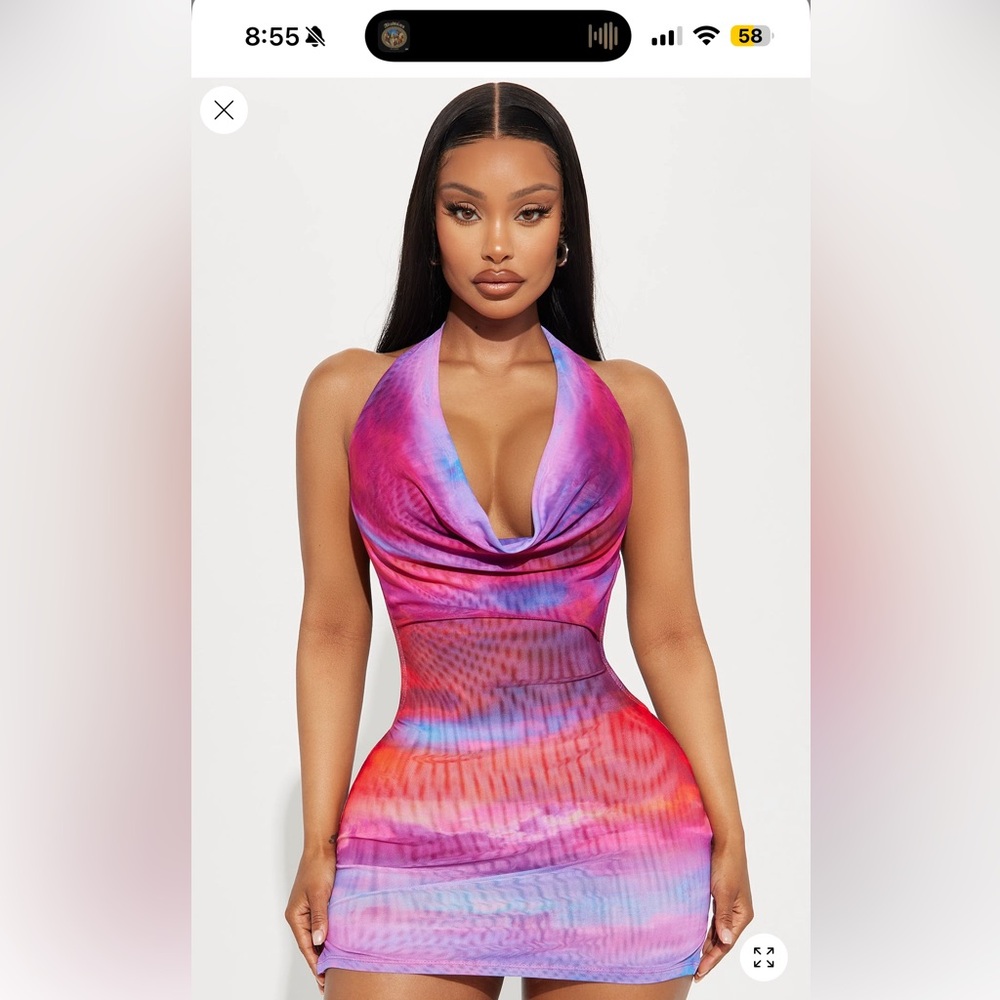 Fashion Nova Multicolor Halter Mini Dress